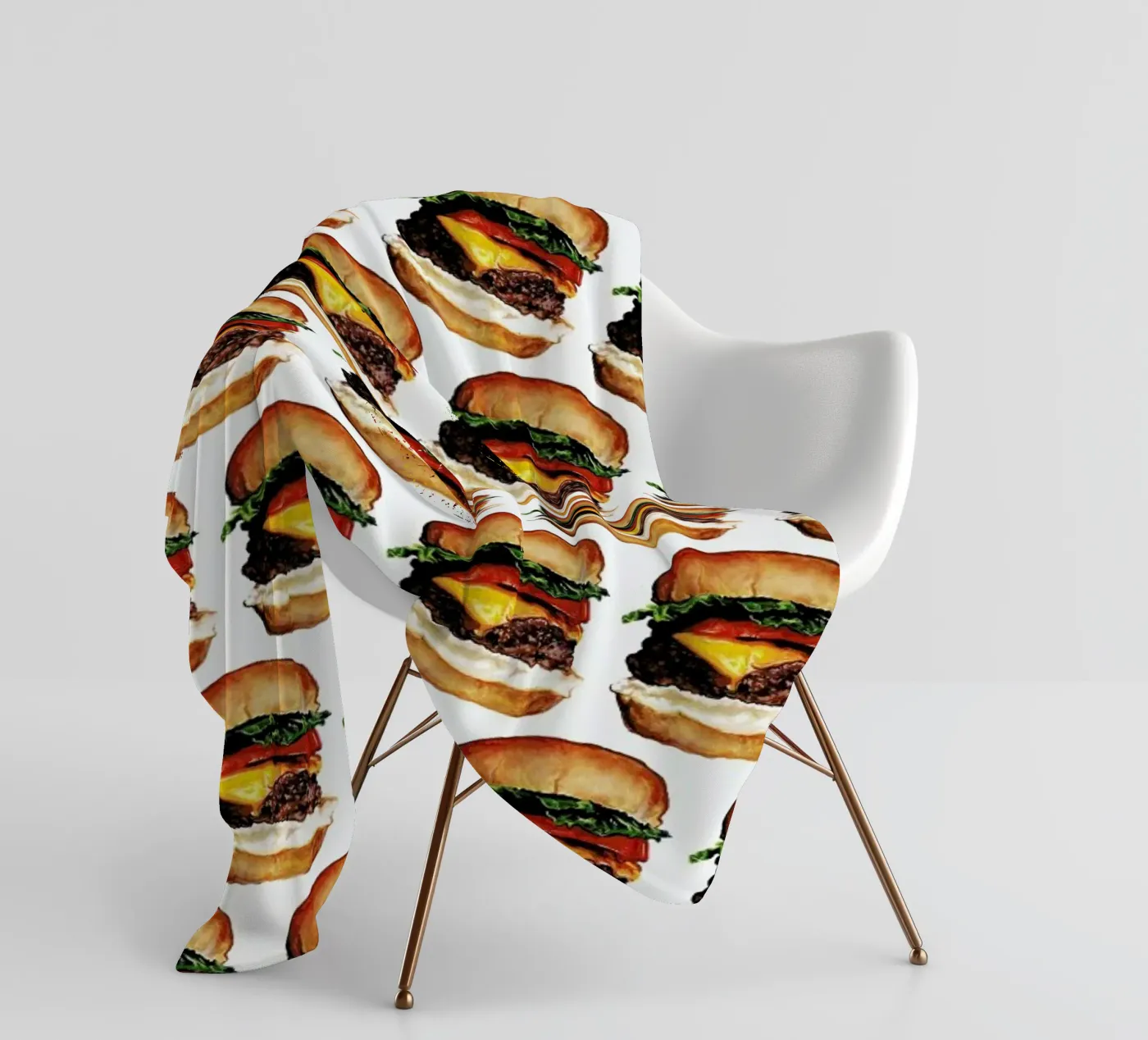 Cheeseburger Pattern fleece blanket by Kelly Gilleran