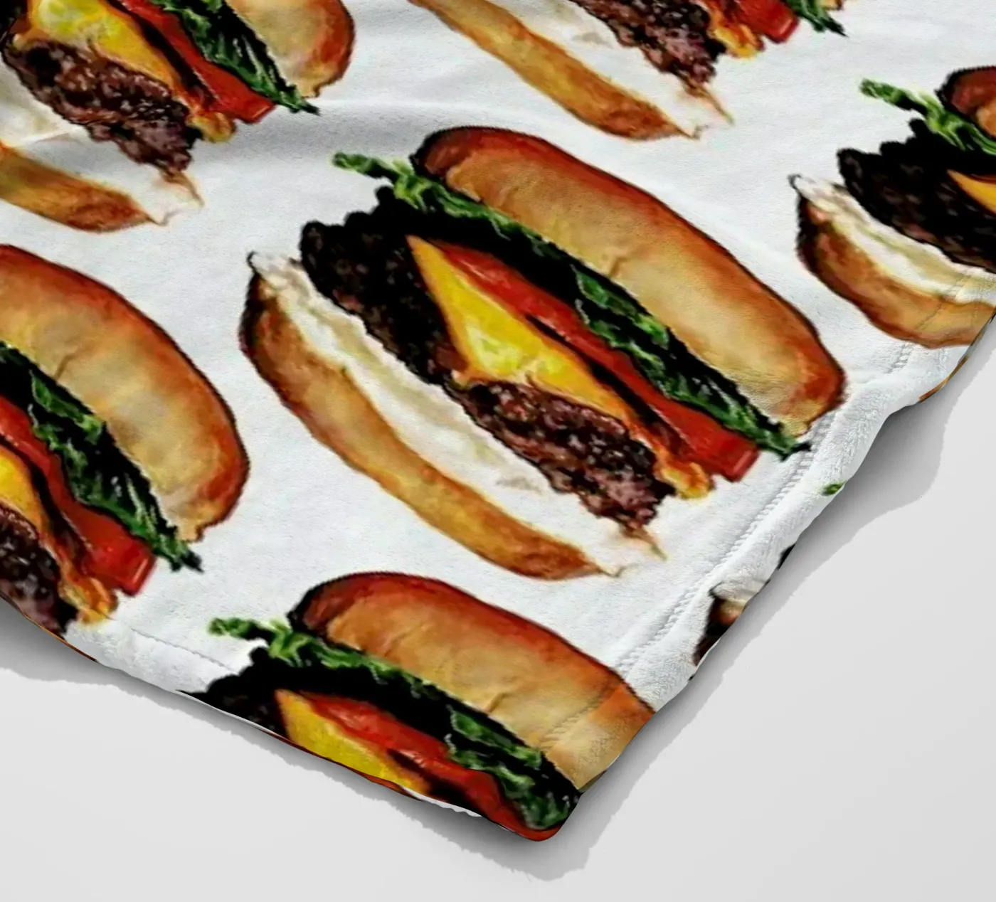 Cheeseburger Pattern fleece blanket by Kelly Gilleran
