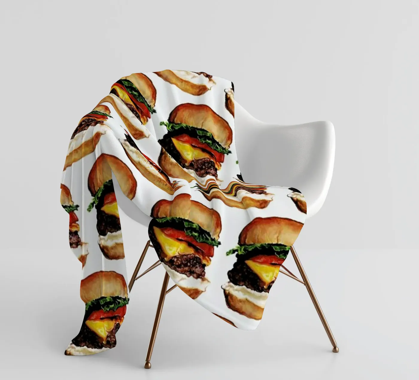 Cheeseburger Pattern fleece blanket by Kelly Gilleran
