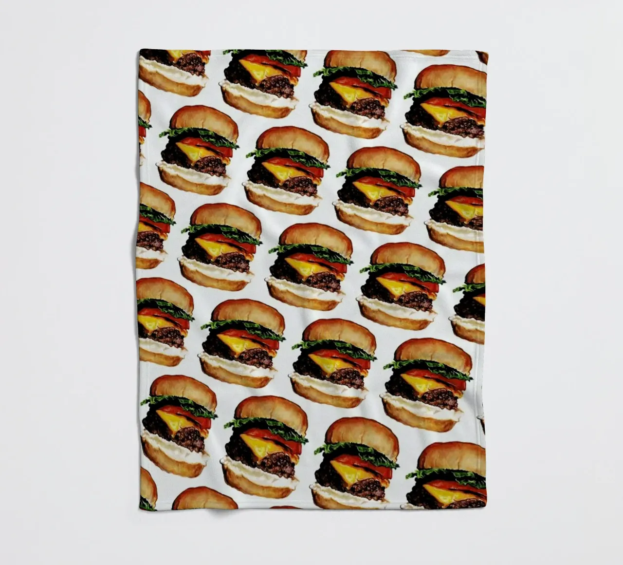 Cheeseburger Pattern fleece blanket by Kelly Gilleran