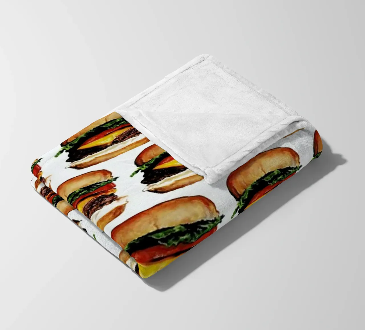 Cheeseburger Pattern fleece blanket by Kelly Gilleran
