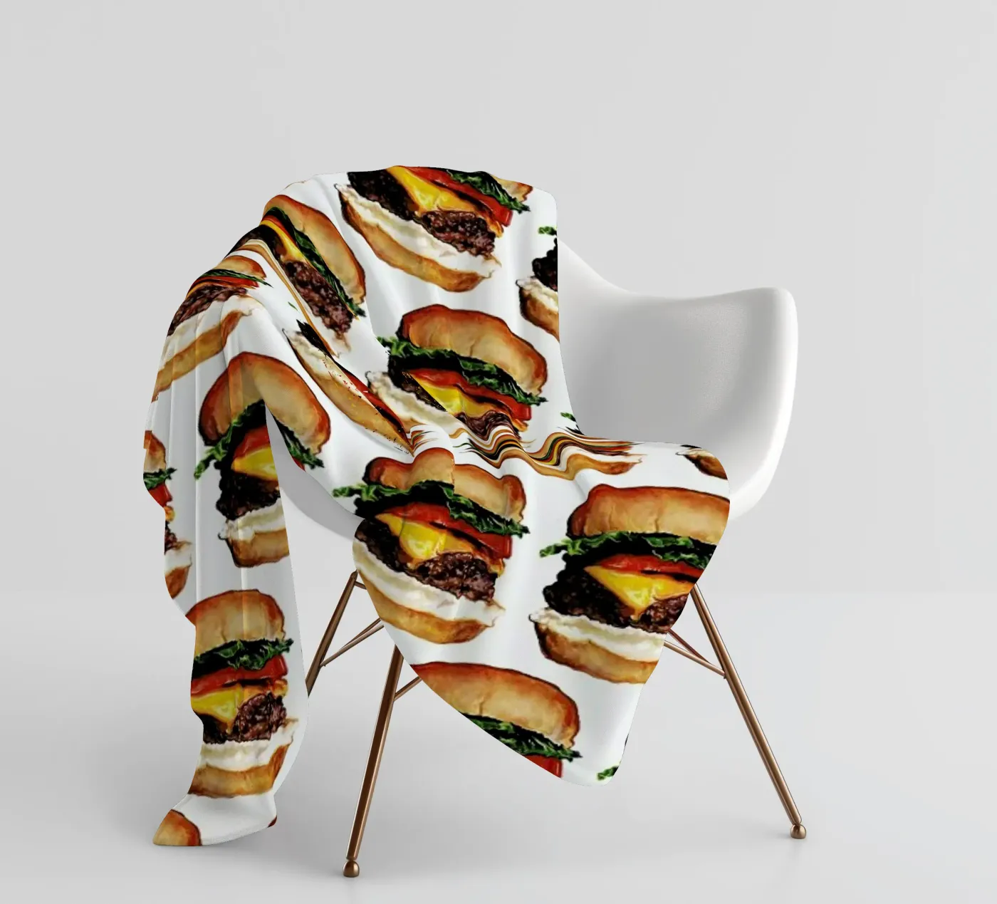Cheeseburger Pattern fleece blanket by Kelly Gilleran