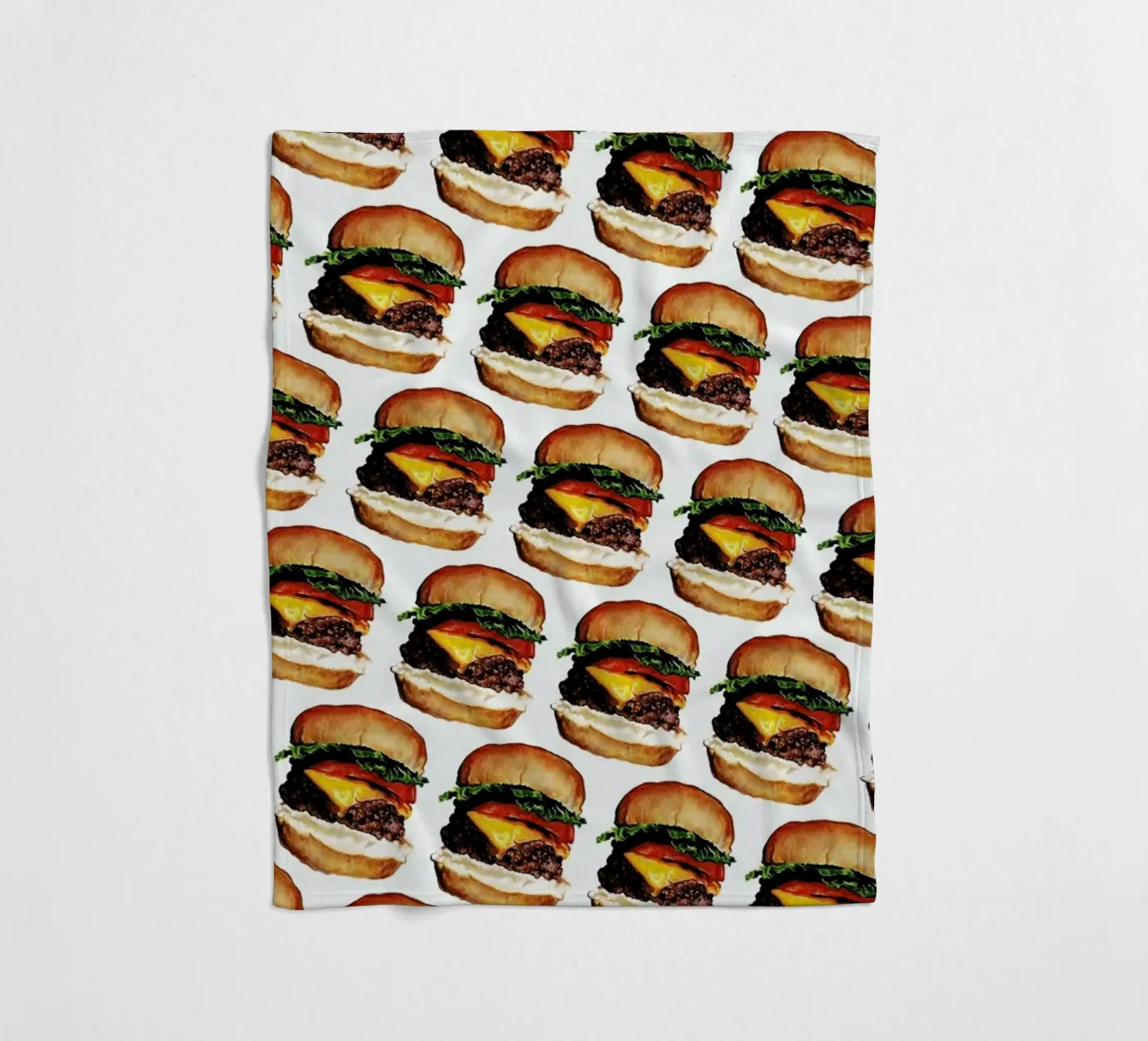 Cheeseburger Pattern fleece blanket by Kelly Gilleran