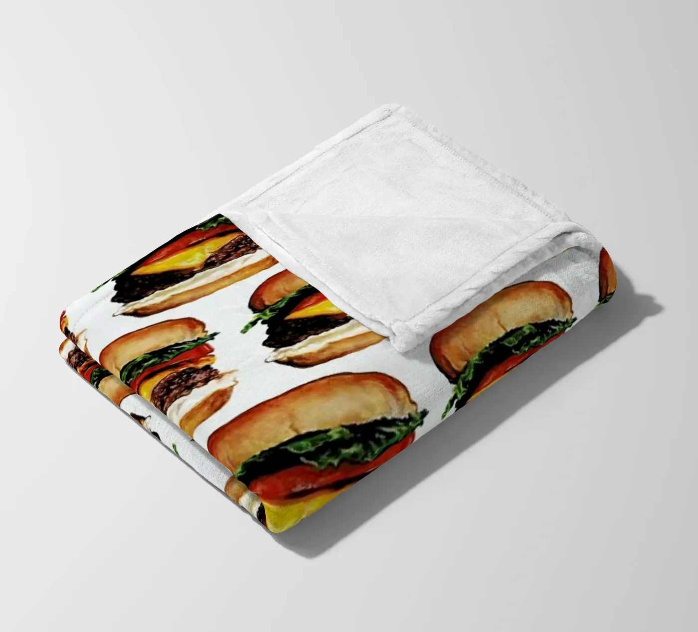 Cheeseburger Pattern fleece blanket by Kelly Gilleran