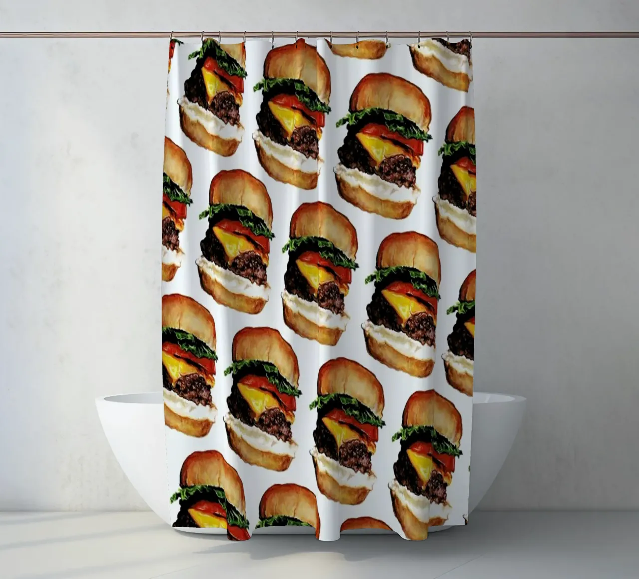 Cheeseburger Pattern Duschvorhang von Kelly Gilleran