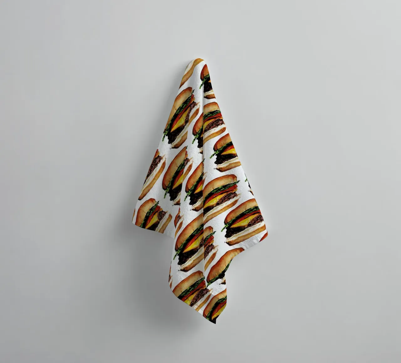 Cheeseburger Pattern towel by Kelly Gilleran