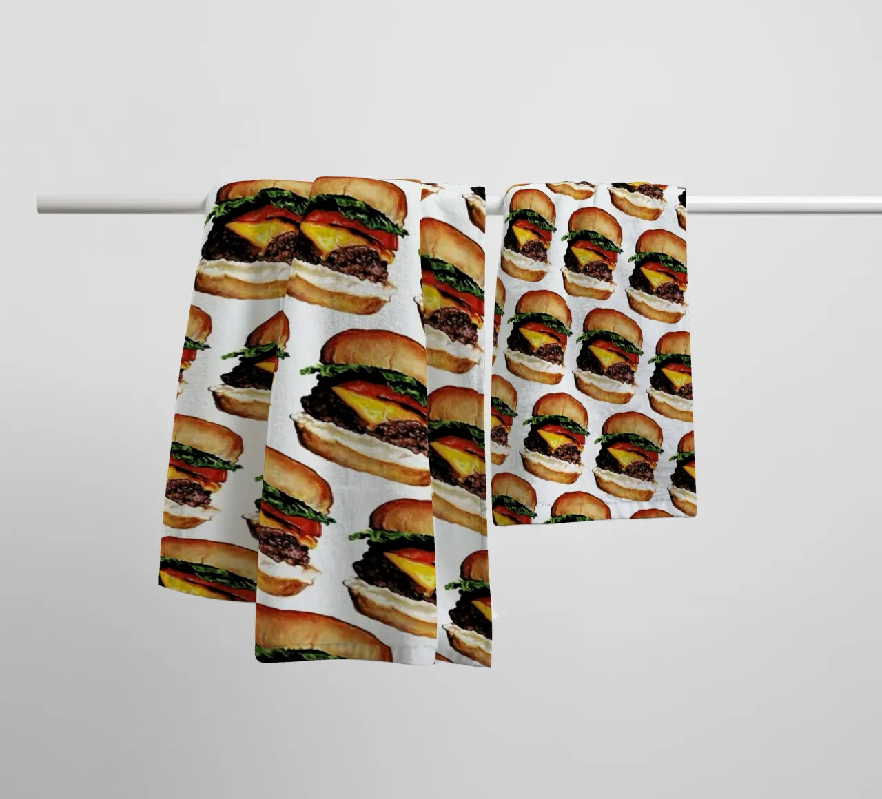 Cheeseburger Pattern towel by Kelly Gilleran