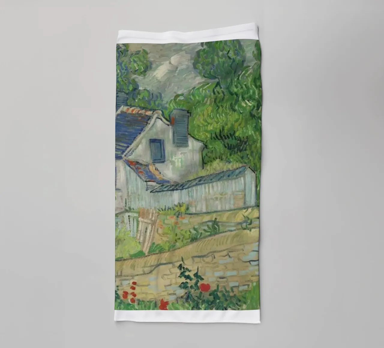 vue des maisons à auvers serviette de bain de Piper Shop Oke
