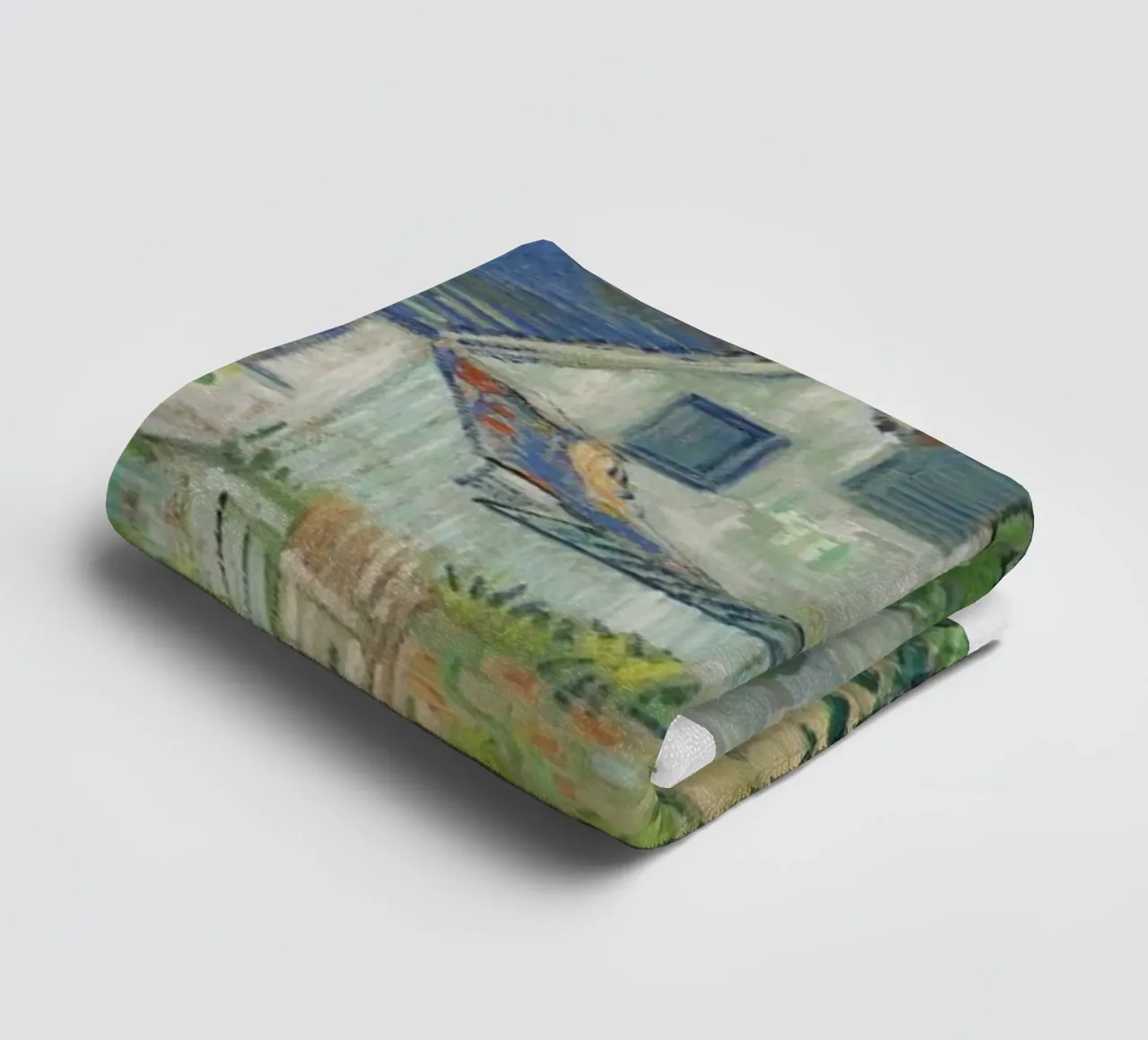 vue des maisons à auvers serviette de bain de Piper Shop Oke