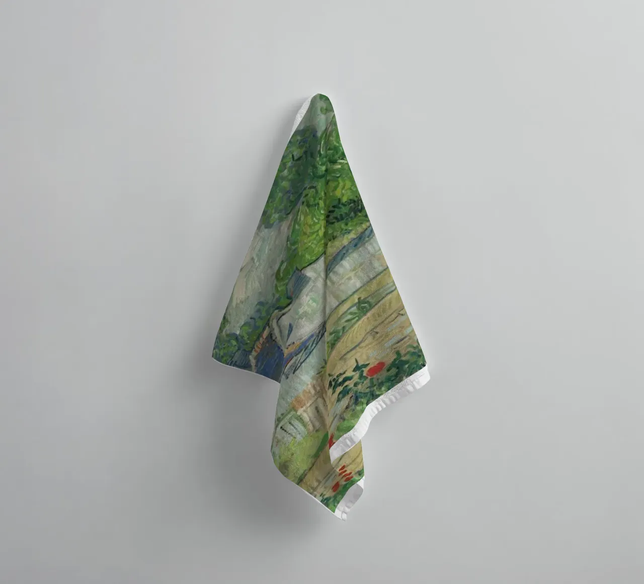 vue des maisons à auvers serviette de bain de Piper Shop Oke