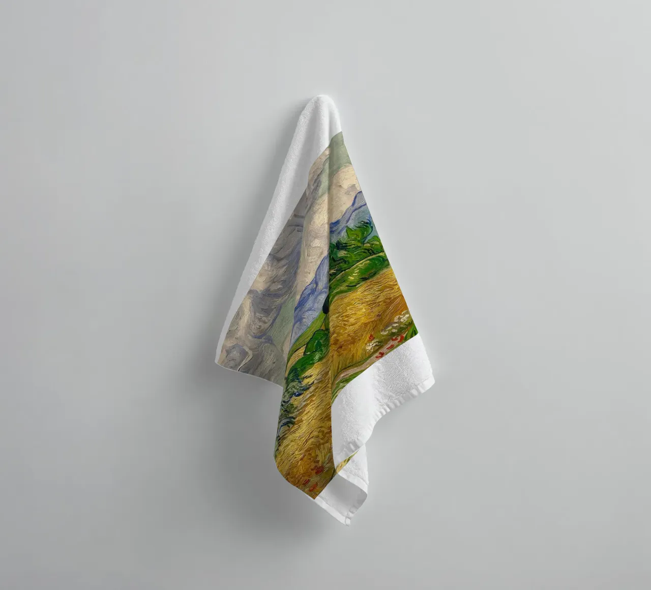 golden wheat filds with towering cypress trees towel by Piper Shop Oke