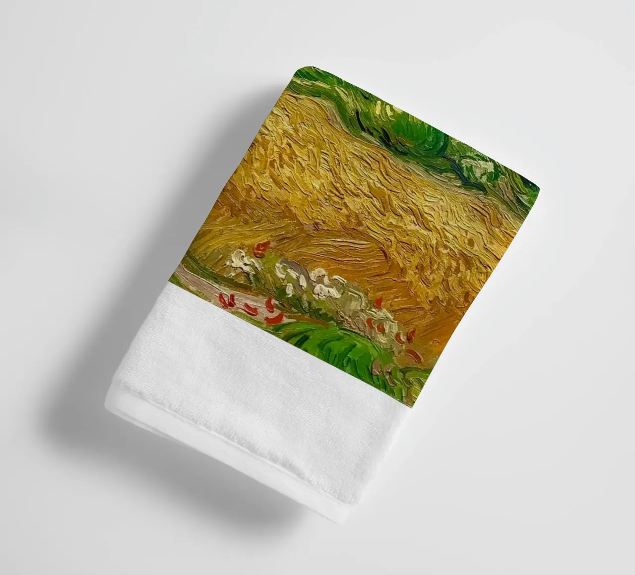 golden wheat filds with towering cypress trees towel by Piper Shop Oke
