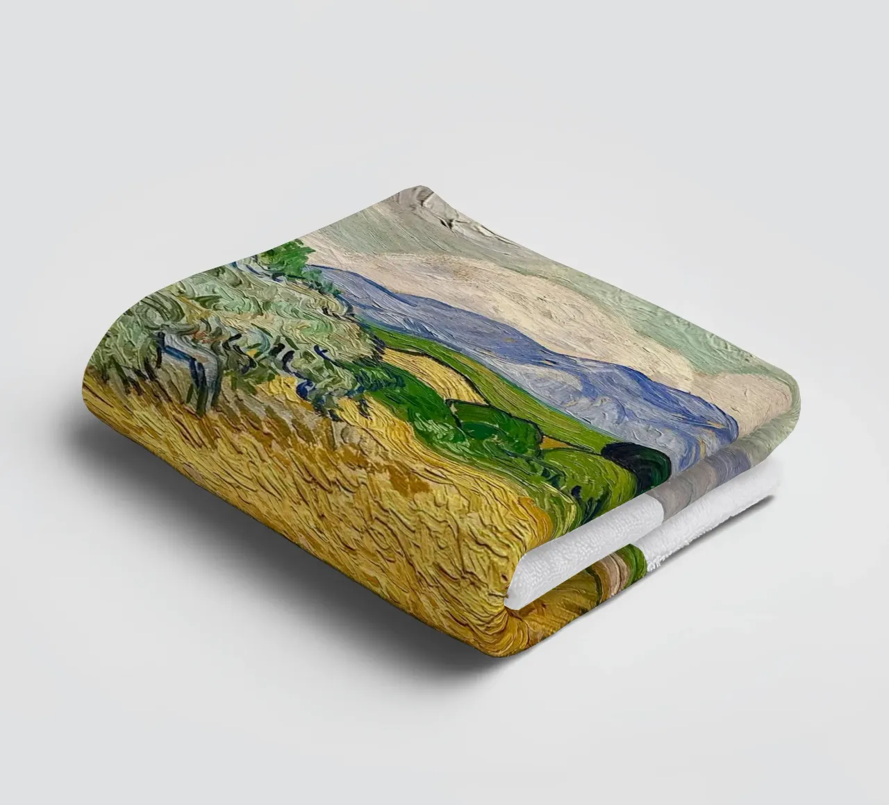 golden wheat filds with towering cypress trees towel by Piper Shop Oke