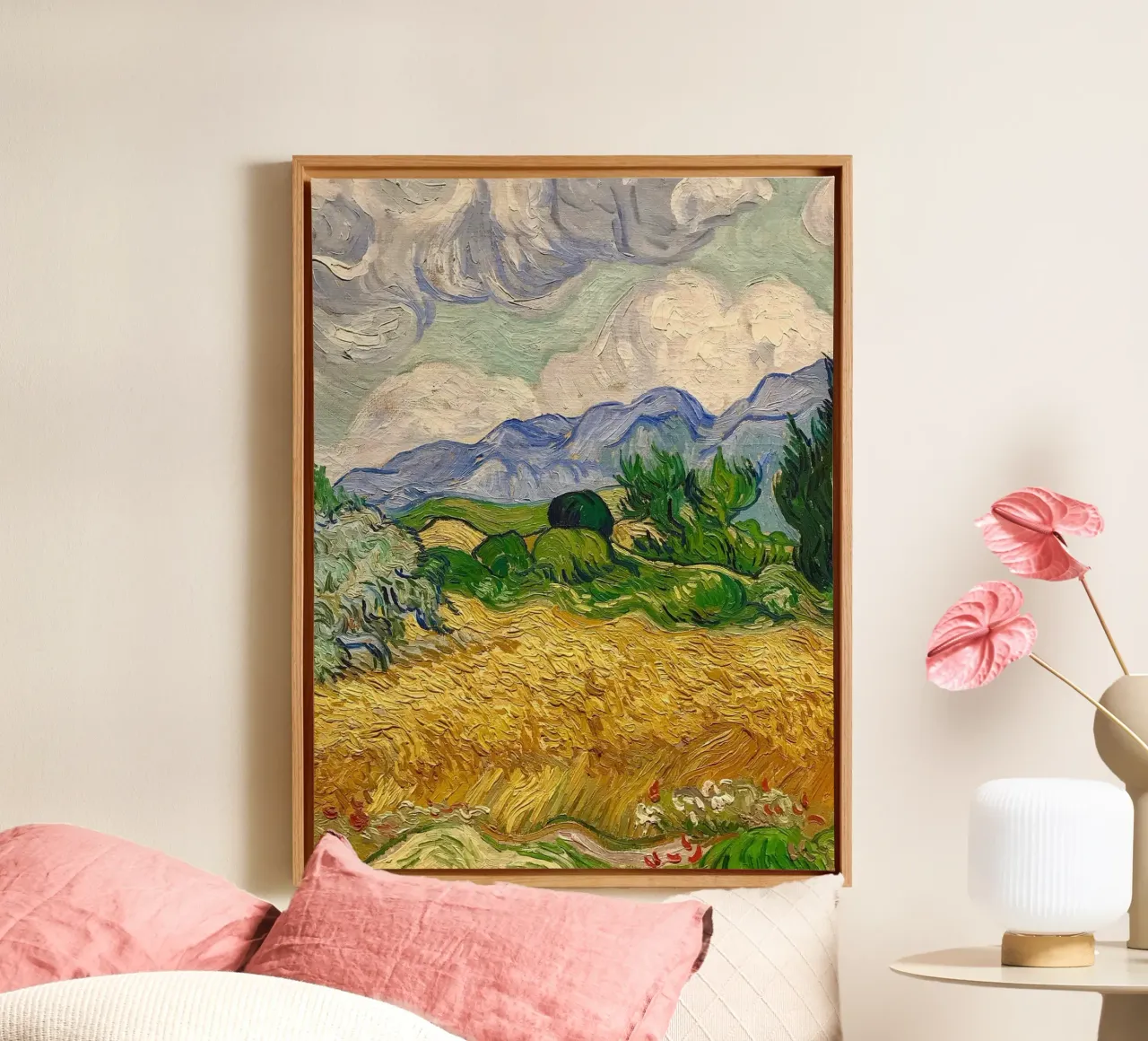 golden wheat filds with towering cypress trees canvas by Piper Shop Oke