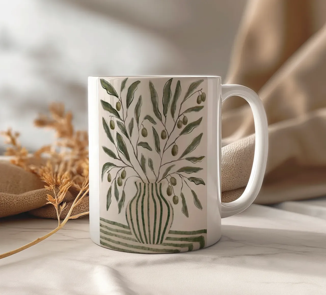 Rami di ulivo in vaso tazza in ceramica da Lonnieprints