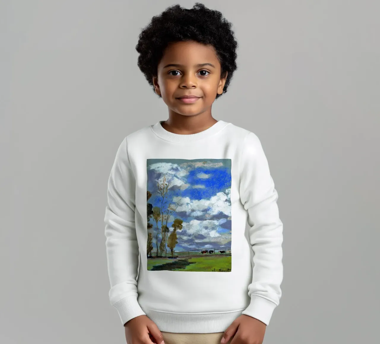 tre mucche nel prato felpa bambino da SMG Store
