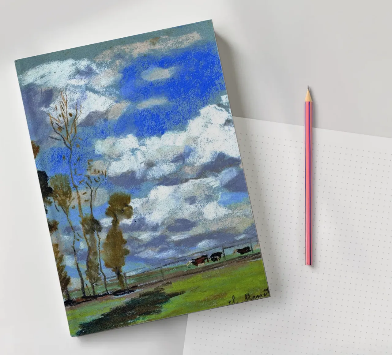 three cows in the meadow notebook by SMG Store