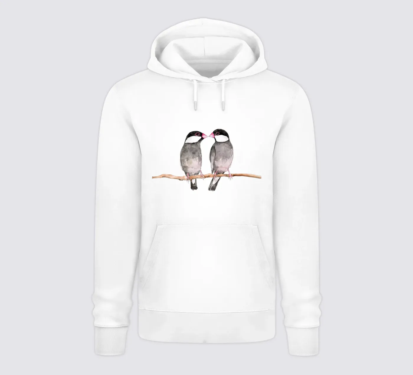 Two kissing Java sparrows hoodie by BwiseLizzy