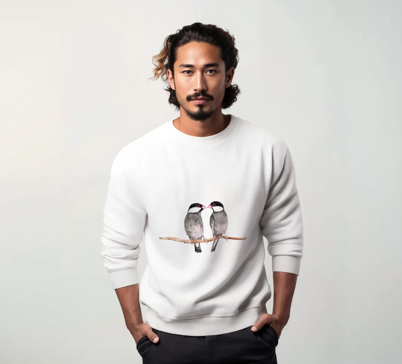 Twee kussende Java-mussen sweatshirt van BwiseLizzy