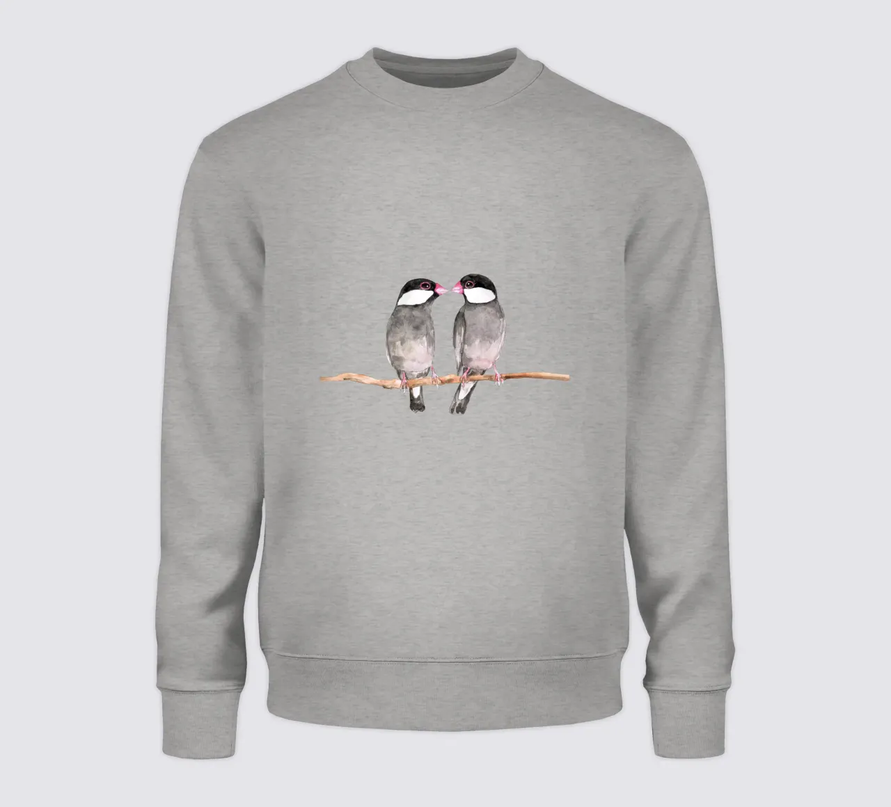 Two kissing Java sparrows sweatshirt by BwiseLizzy