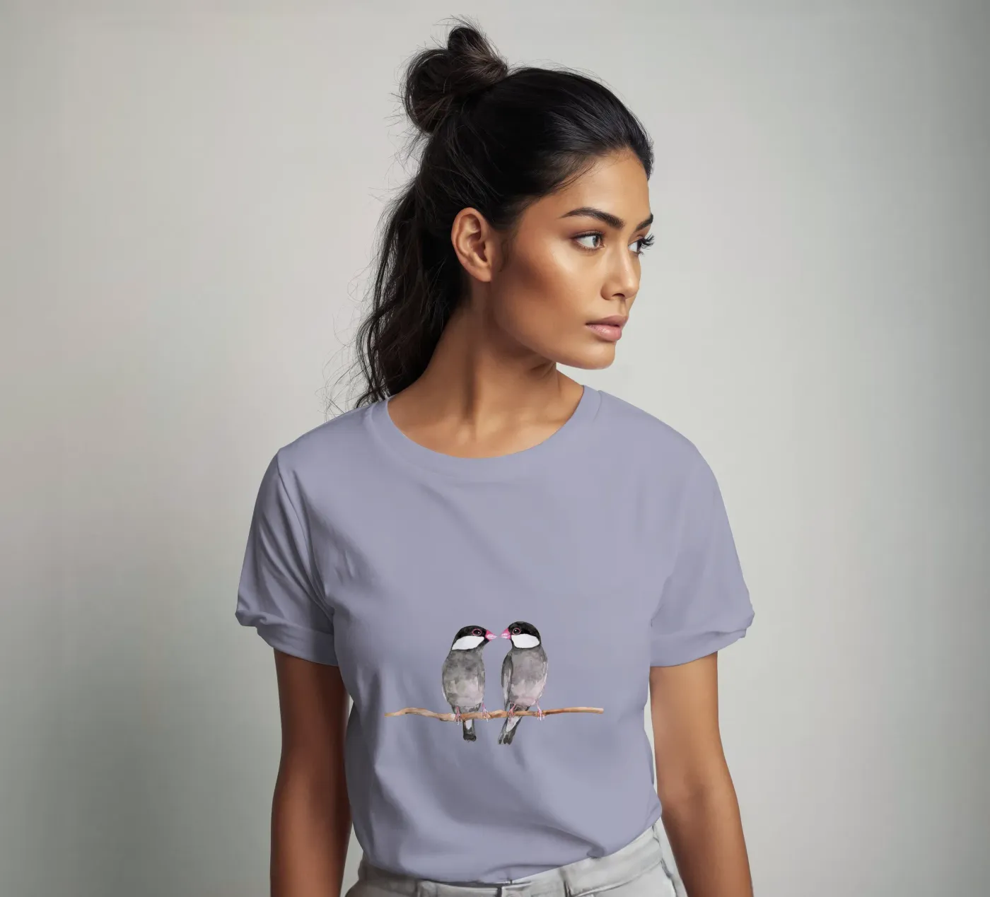 Two kissing Java sparrows t-shirt da BwiseLizzy