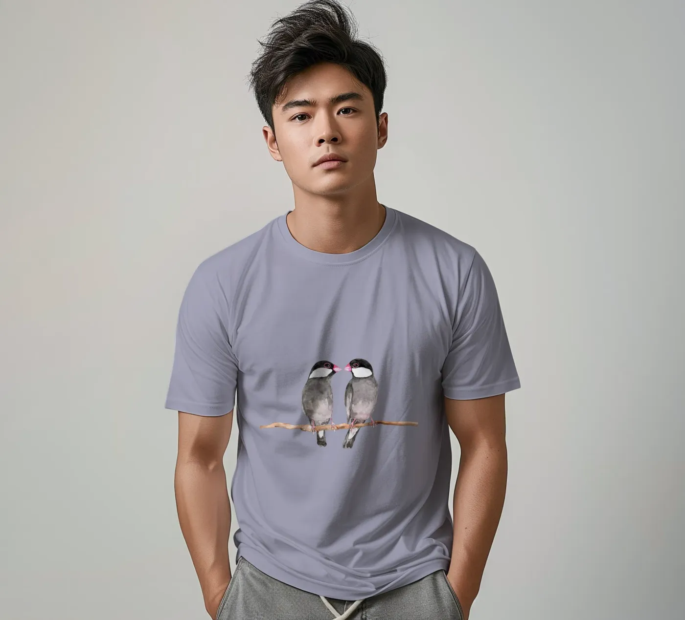 Two kissing Java sparrows t-shirt da BwiseLizzy