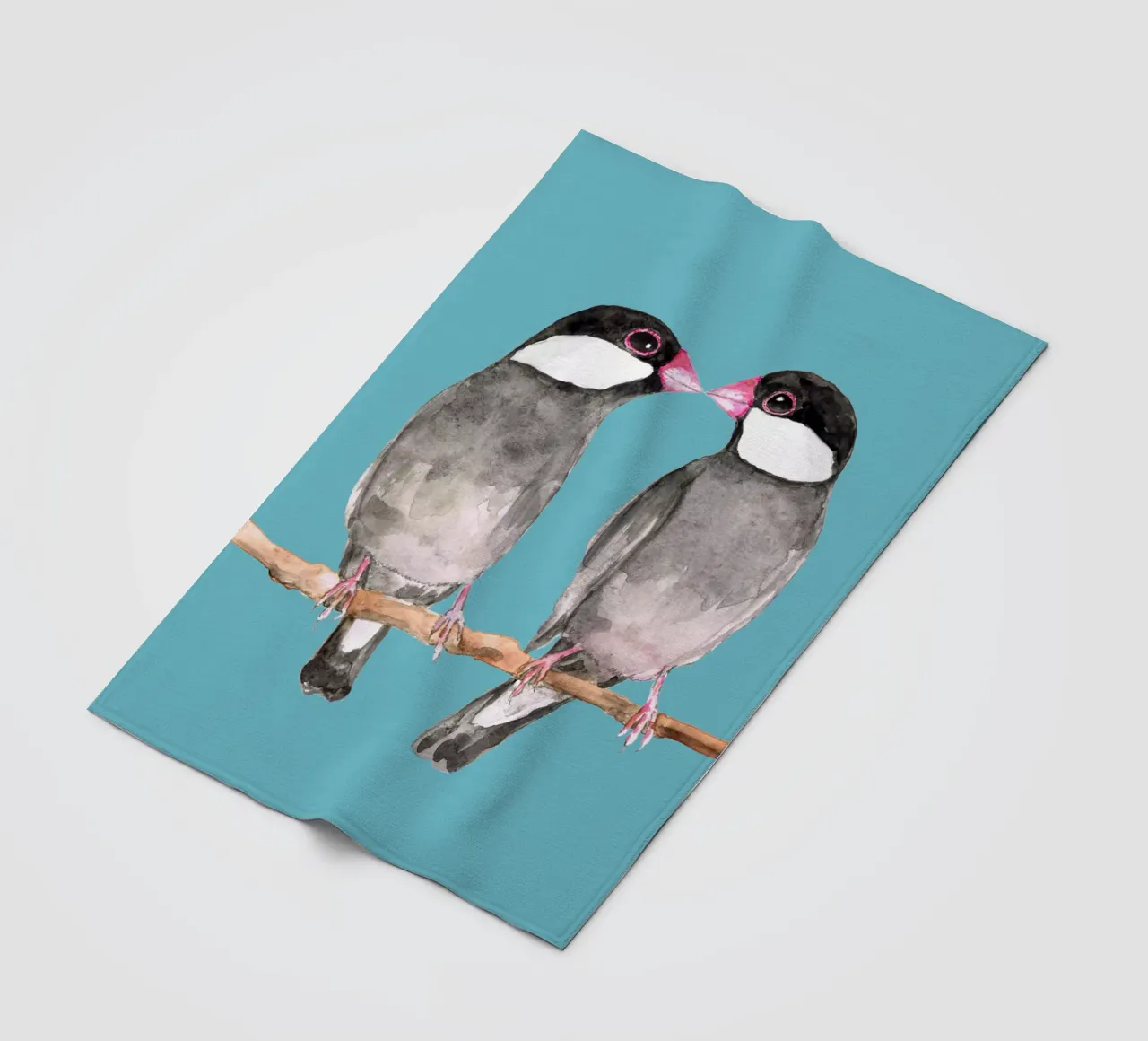 Two kissing Java sparrows fleece blanket by BwiseLizzy