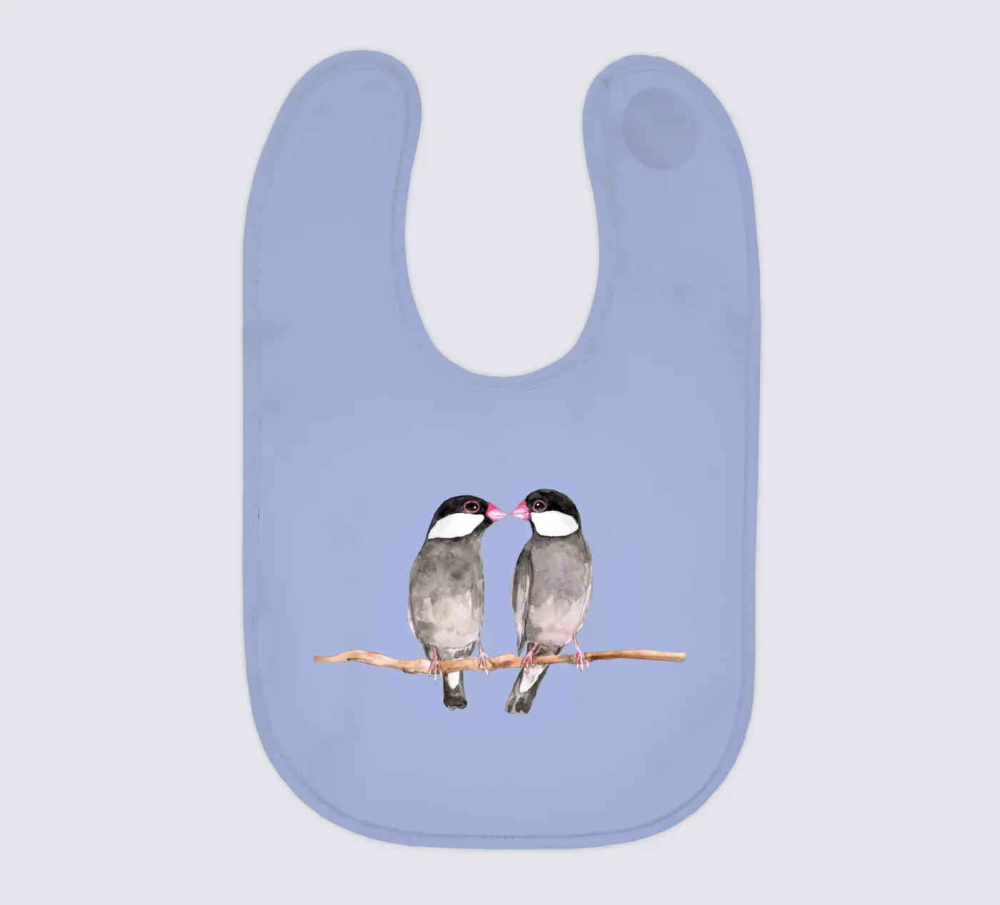 Two kissing Java sparrows bavoir de BwiseLizzy