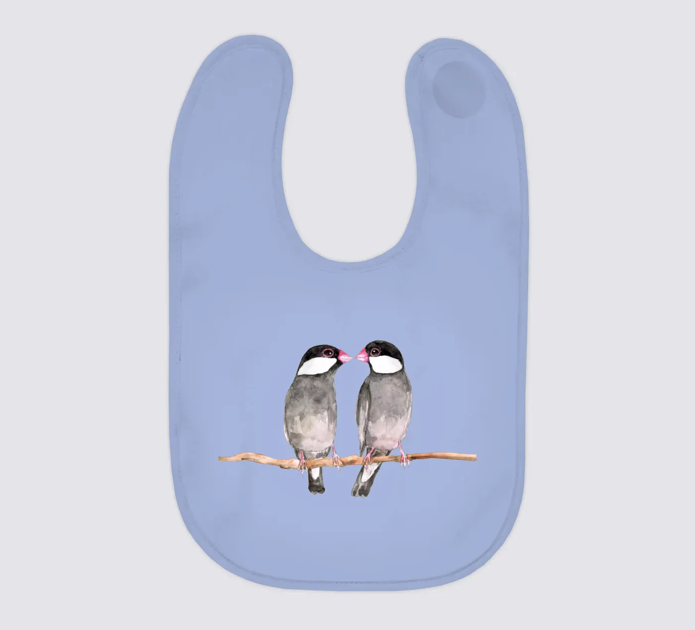 Two kissing Java sparrows bavoir de BwiseLizzy