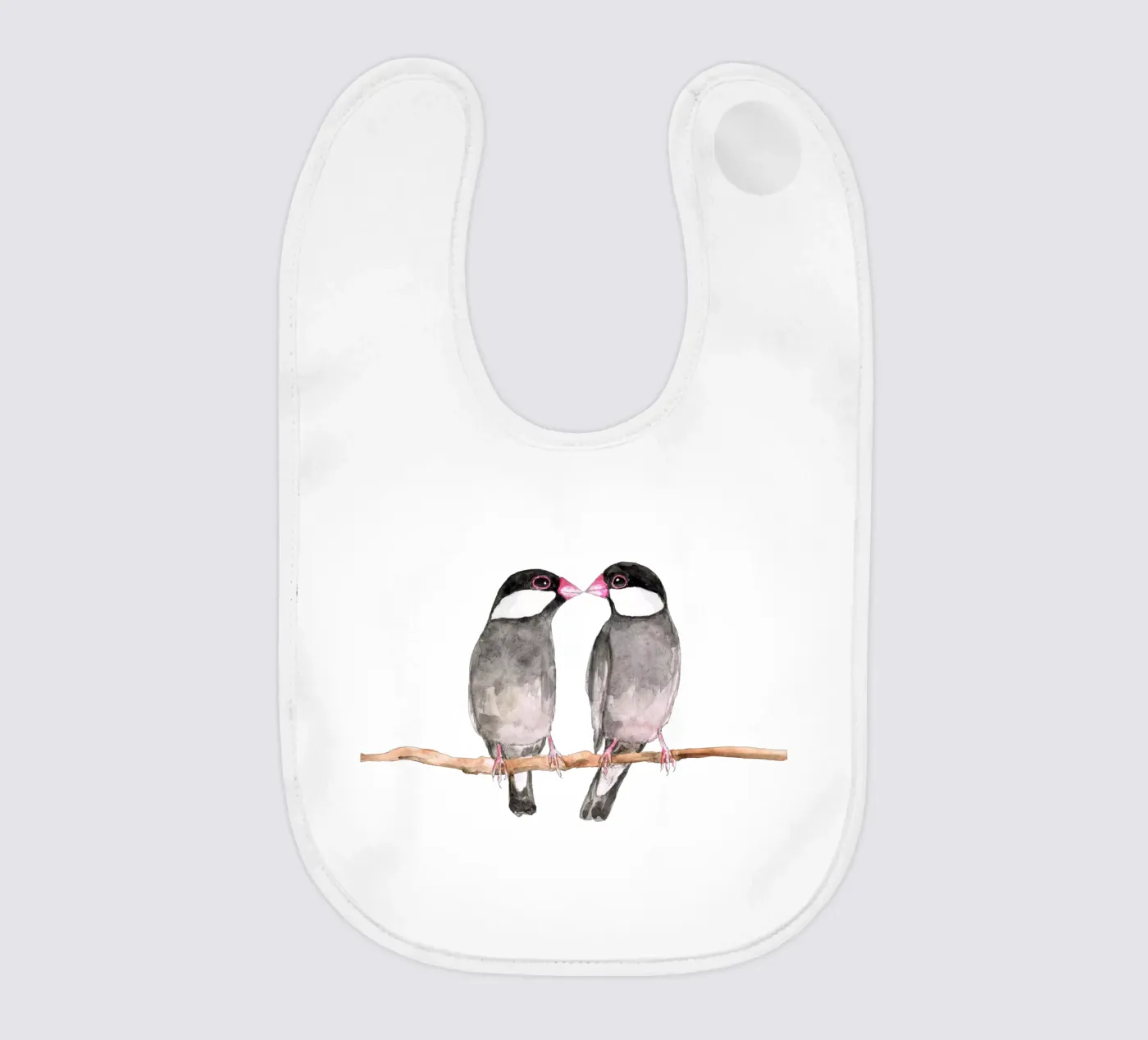 Two kissing Java sparrows bavoir de BwiseLizzy