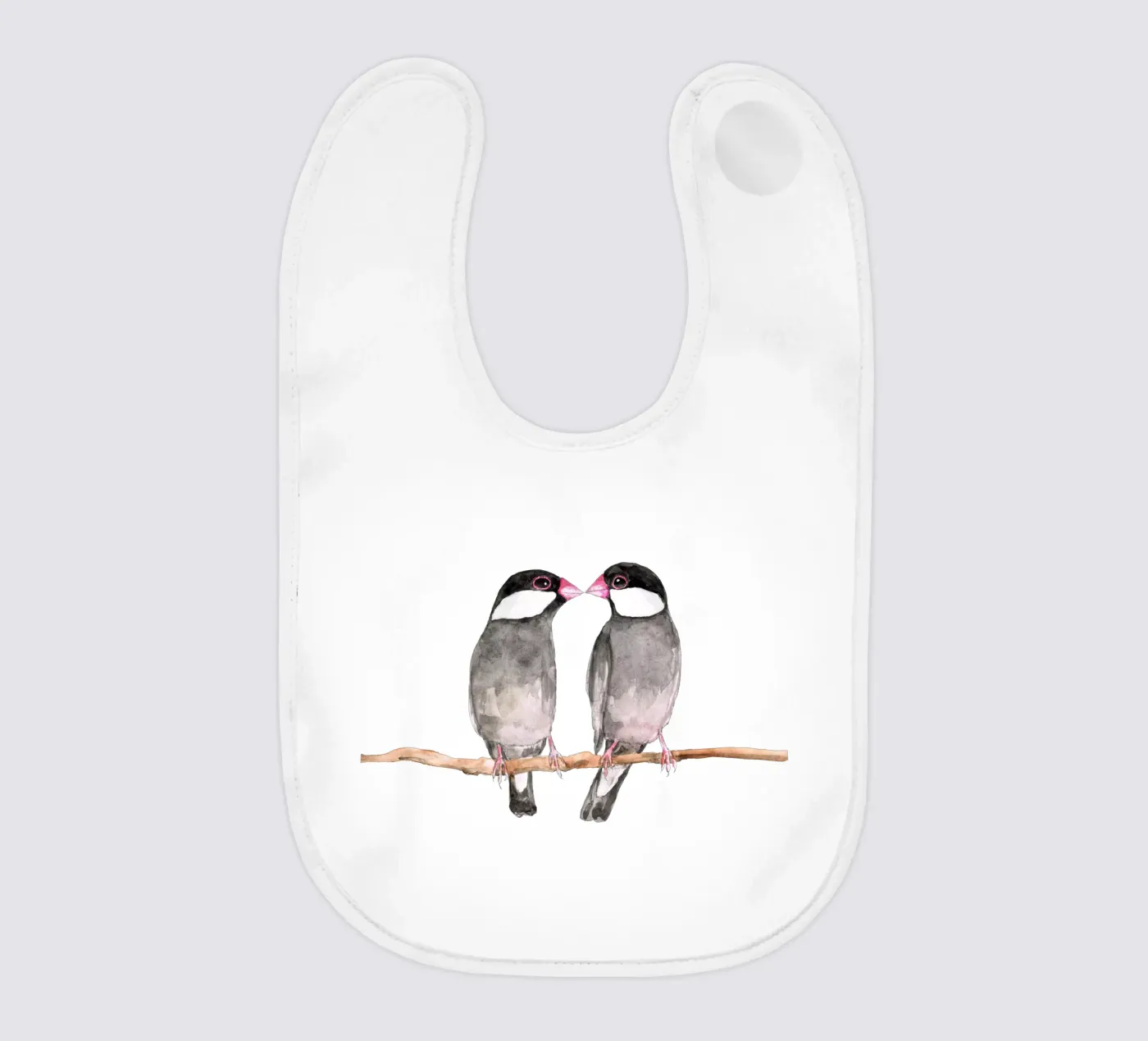 Two kissing Java sparrows bavoir de BwiseLizzy