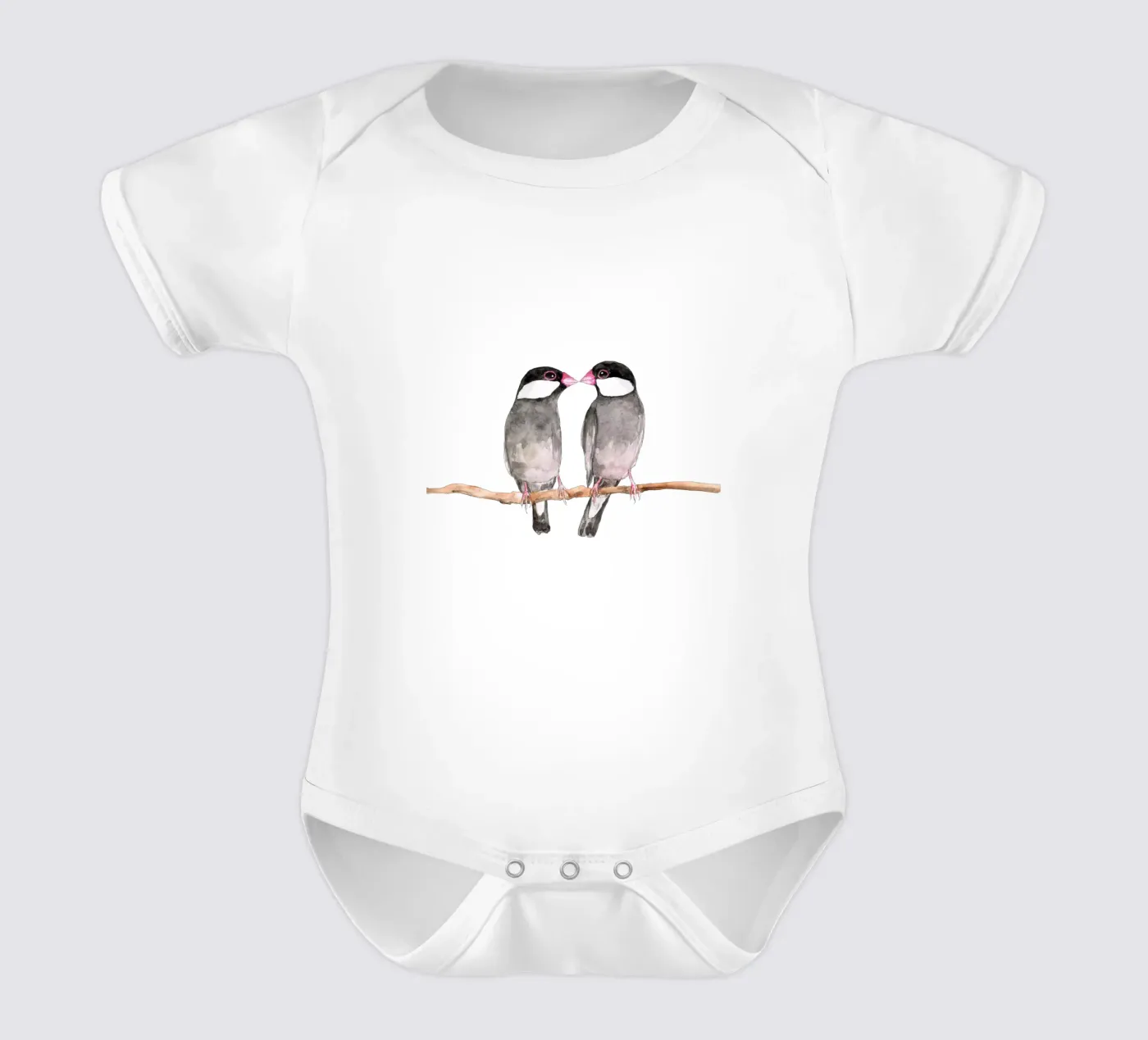 Due passeri di Giava che si baciano body neonato maniche corte da BwiseLizzy