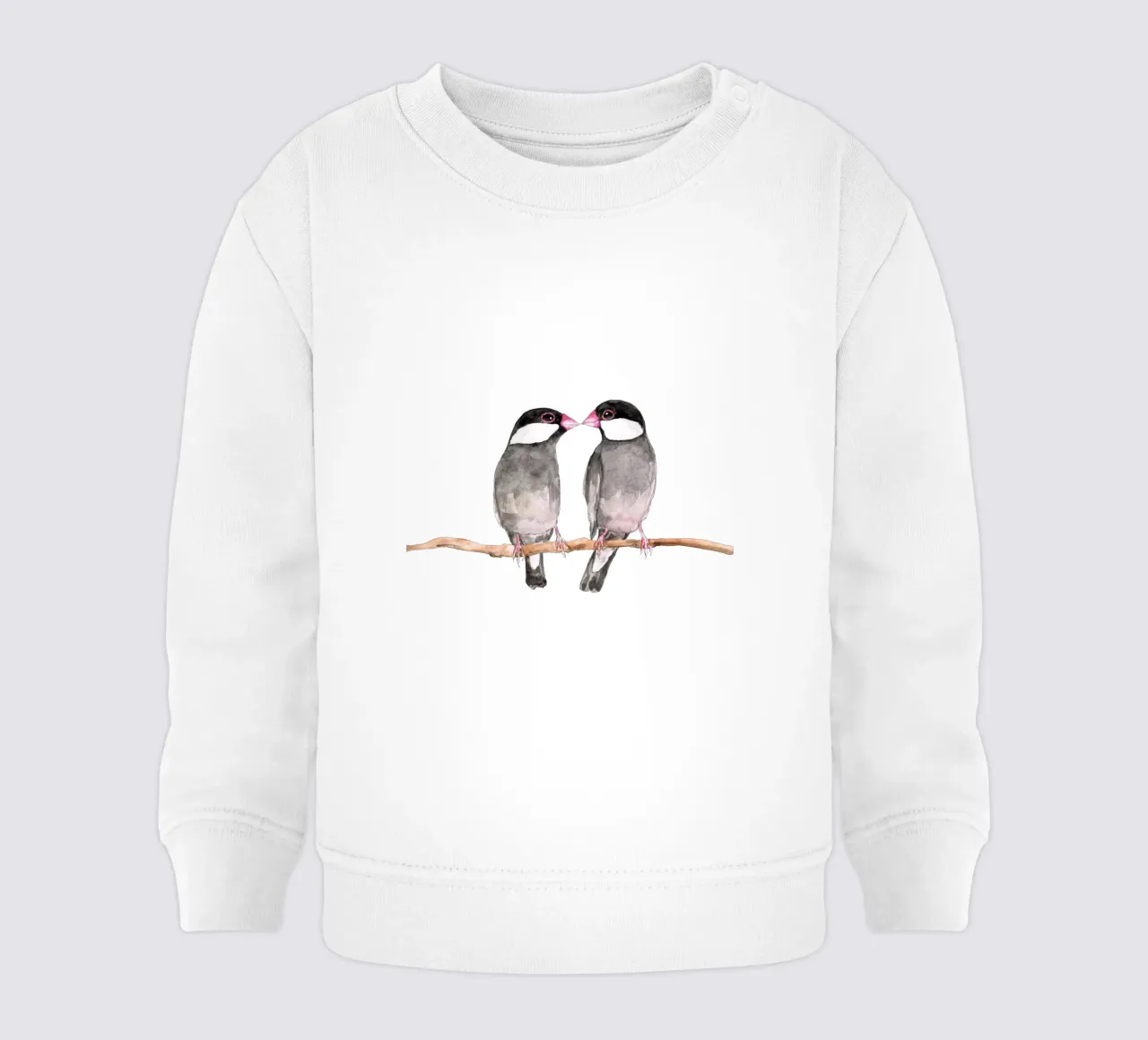 Dos gorriones de Java besándose sudadera de bebé de BwiseLizzy