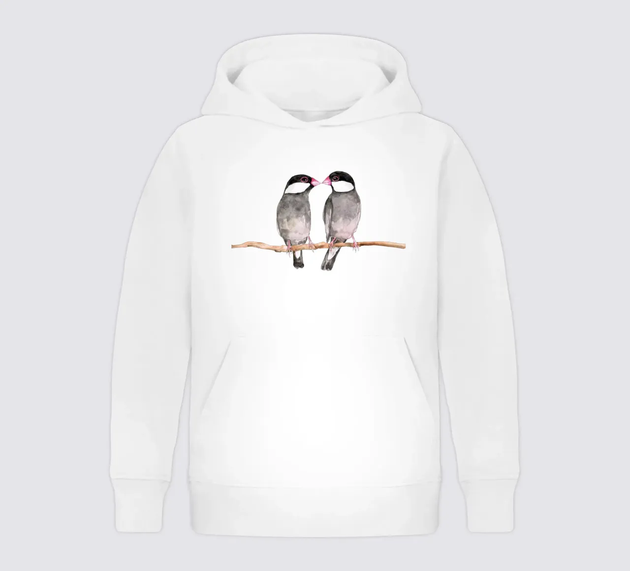 Dos gorriones de Java besándose sudadera con capucha para niño de BwiseLizzy