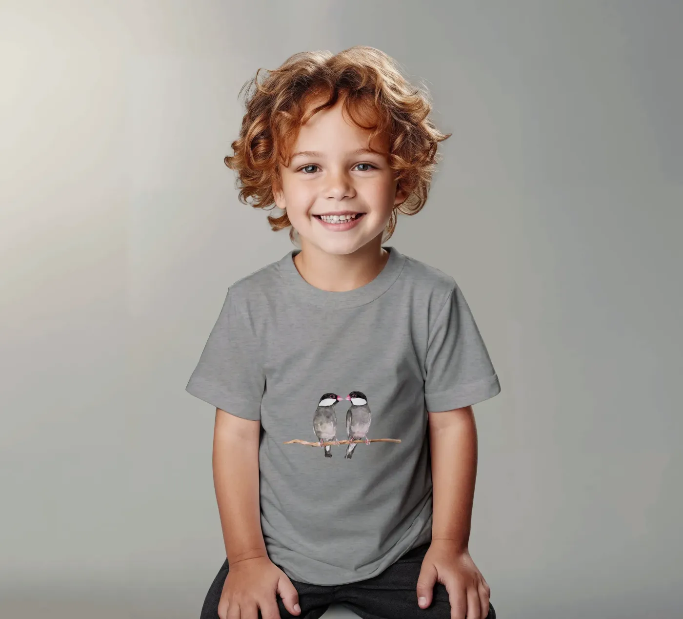 Two kissing Java sparrows t-shirt bambini da BwiseLizzy