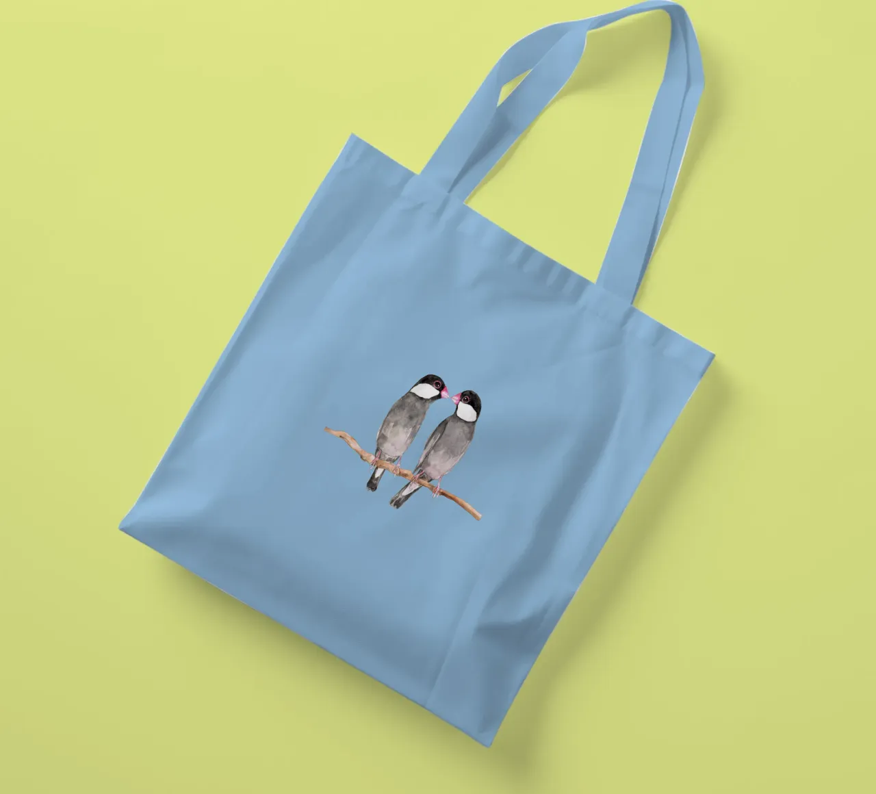 Two kissing Java sparrows tote bag by BwiseLizzy
