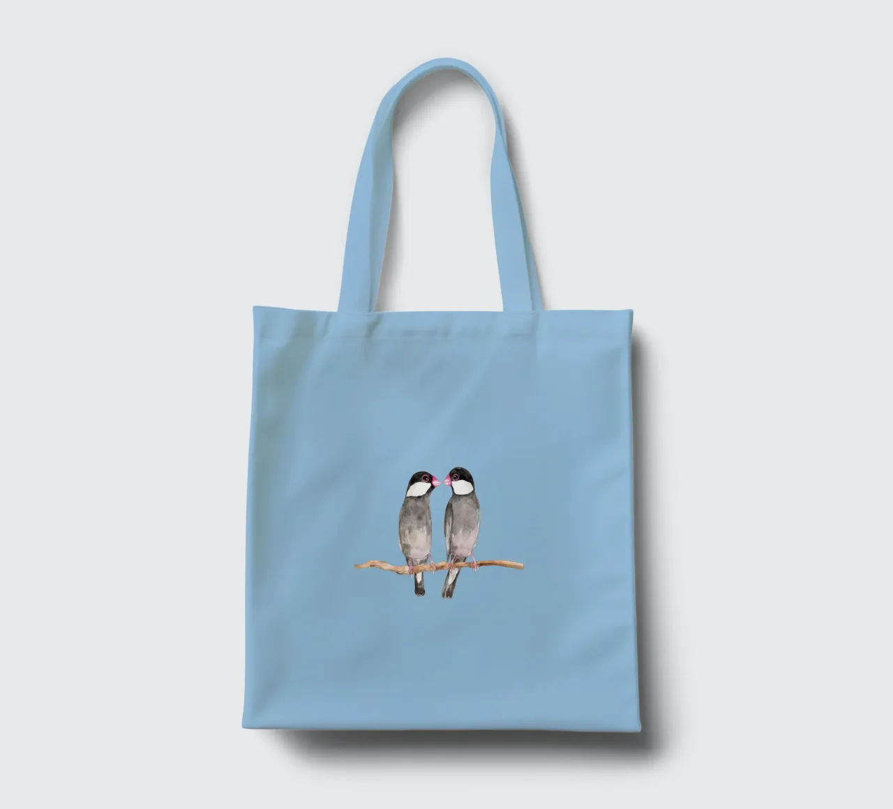 Two kissing Java sparrows tote bag by BwiseLizzy