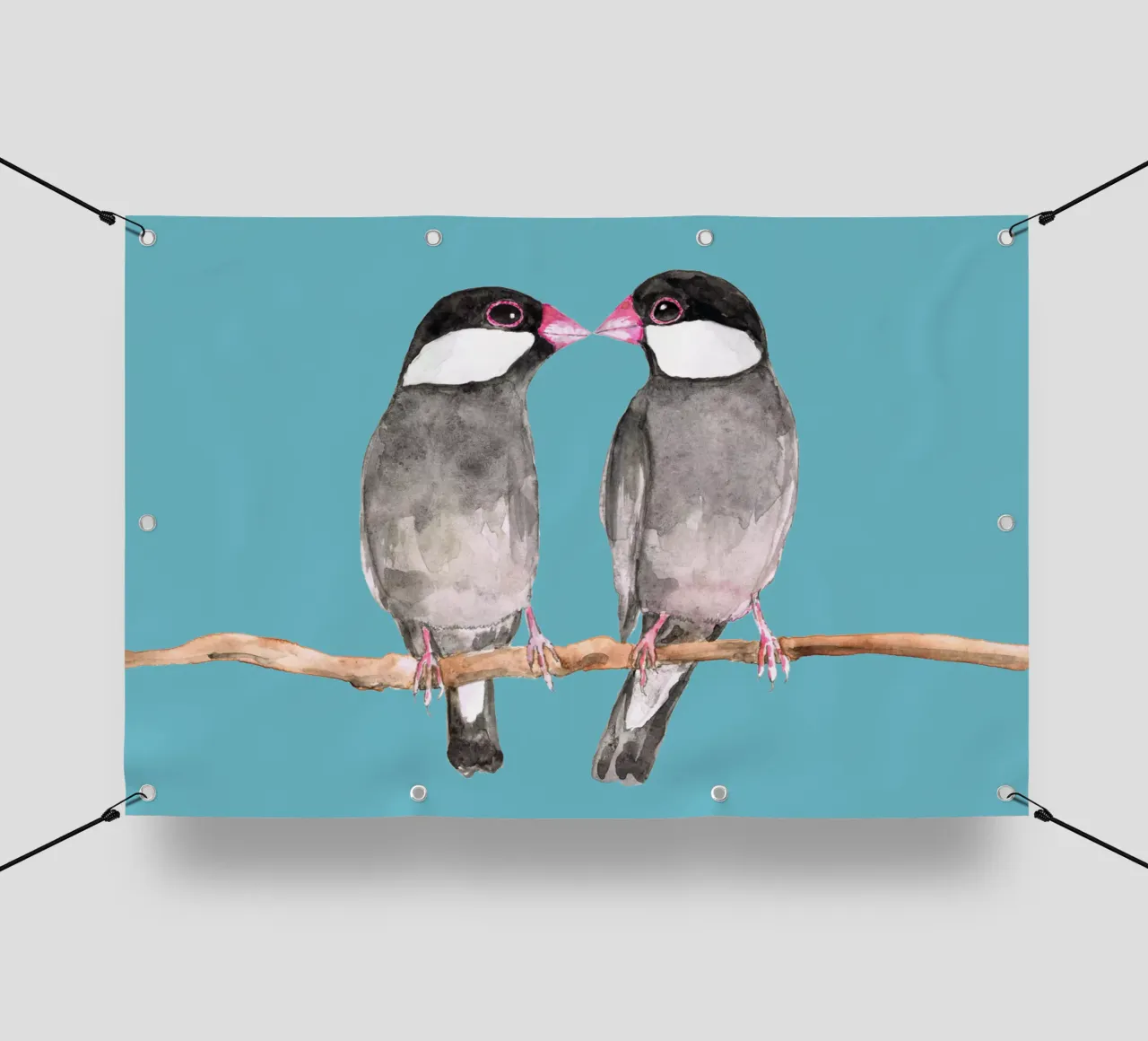 Two kissing Java sparrows pvc cover by BwiseLizzy