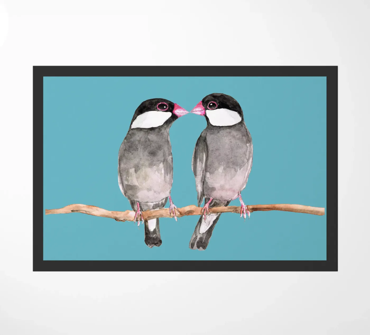 Due passeri di Giava che si baciano zerbino da BwiseLizzy