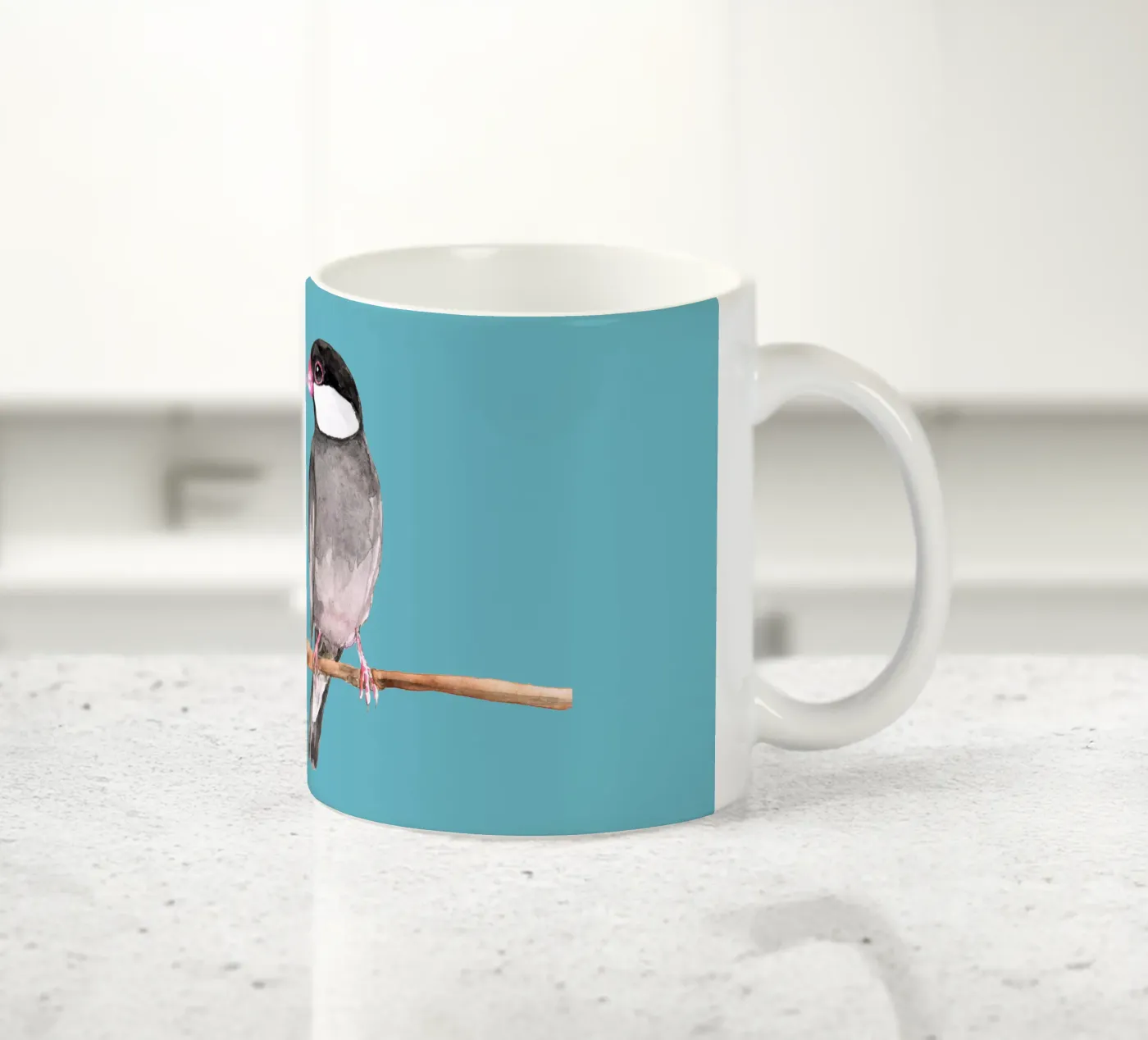 Zwei küssende Java-Spatzen Keramik Tasse von BwiseLizzy