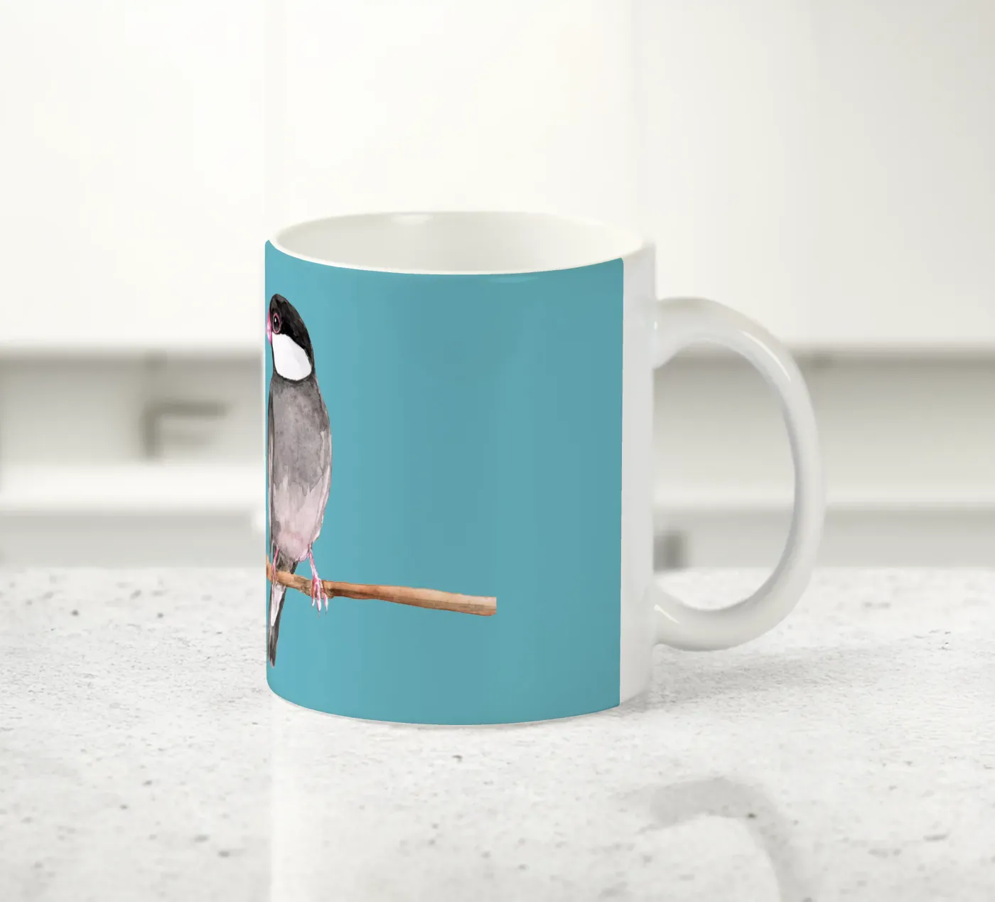 Two kissing Java sparrows mug en céramique de BwiseLizzy