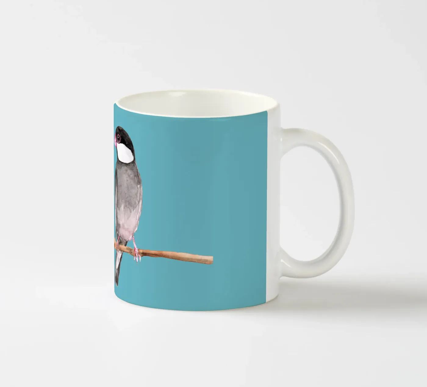 Two kissing Java sparrows mug en céramique de BwiseLizzy