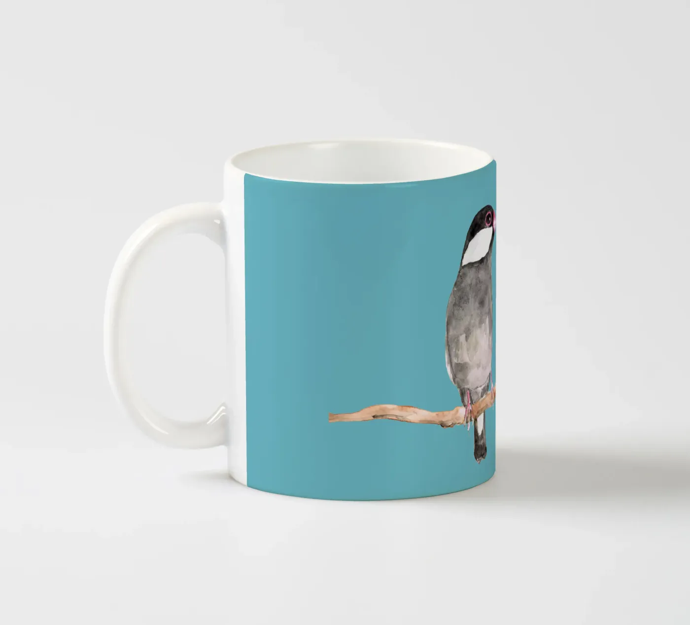 Two kissing Java sparrows mug en céramique de BwiseLizzy