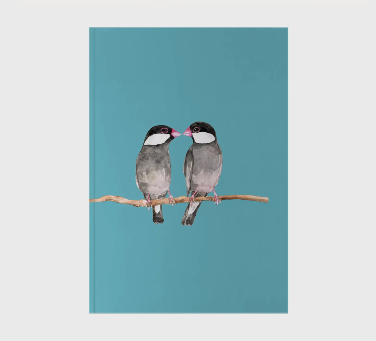 Two kissing Java sparrows notebook by BwiseLizzy