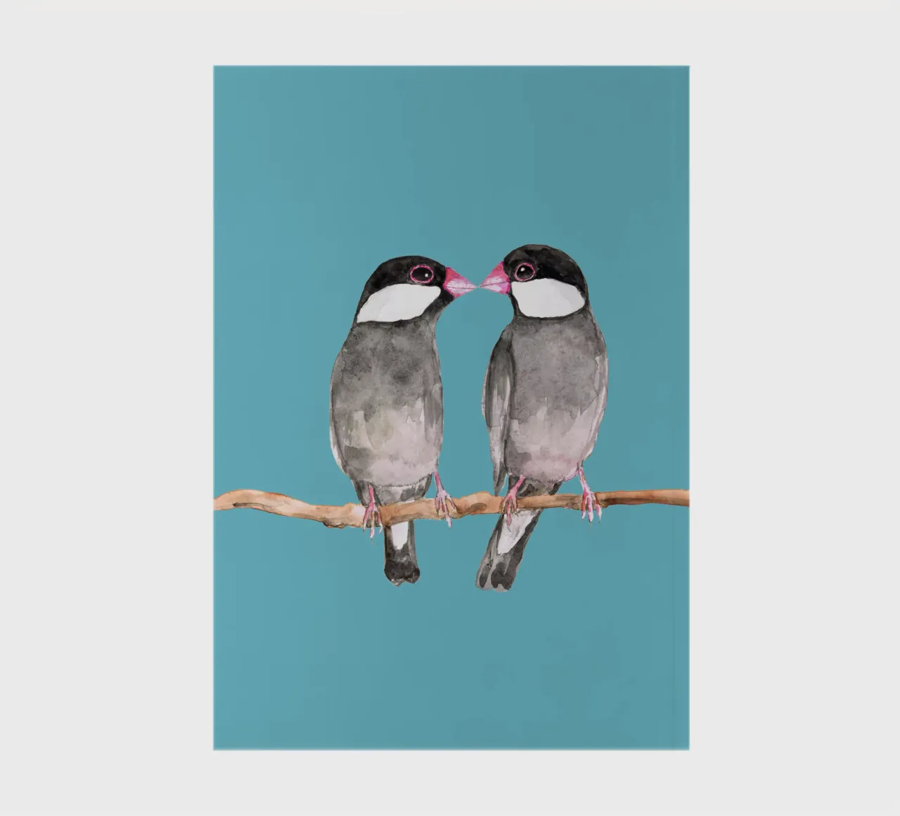 Two kissing Java sparrows notebook by BwiseLizzy