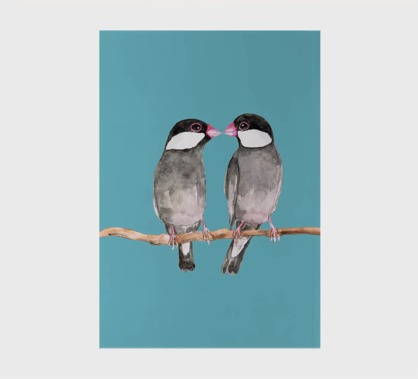 Two kissing Java sparrows notebook by BwiseLizzy