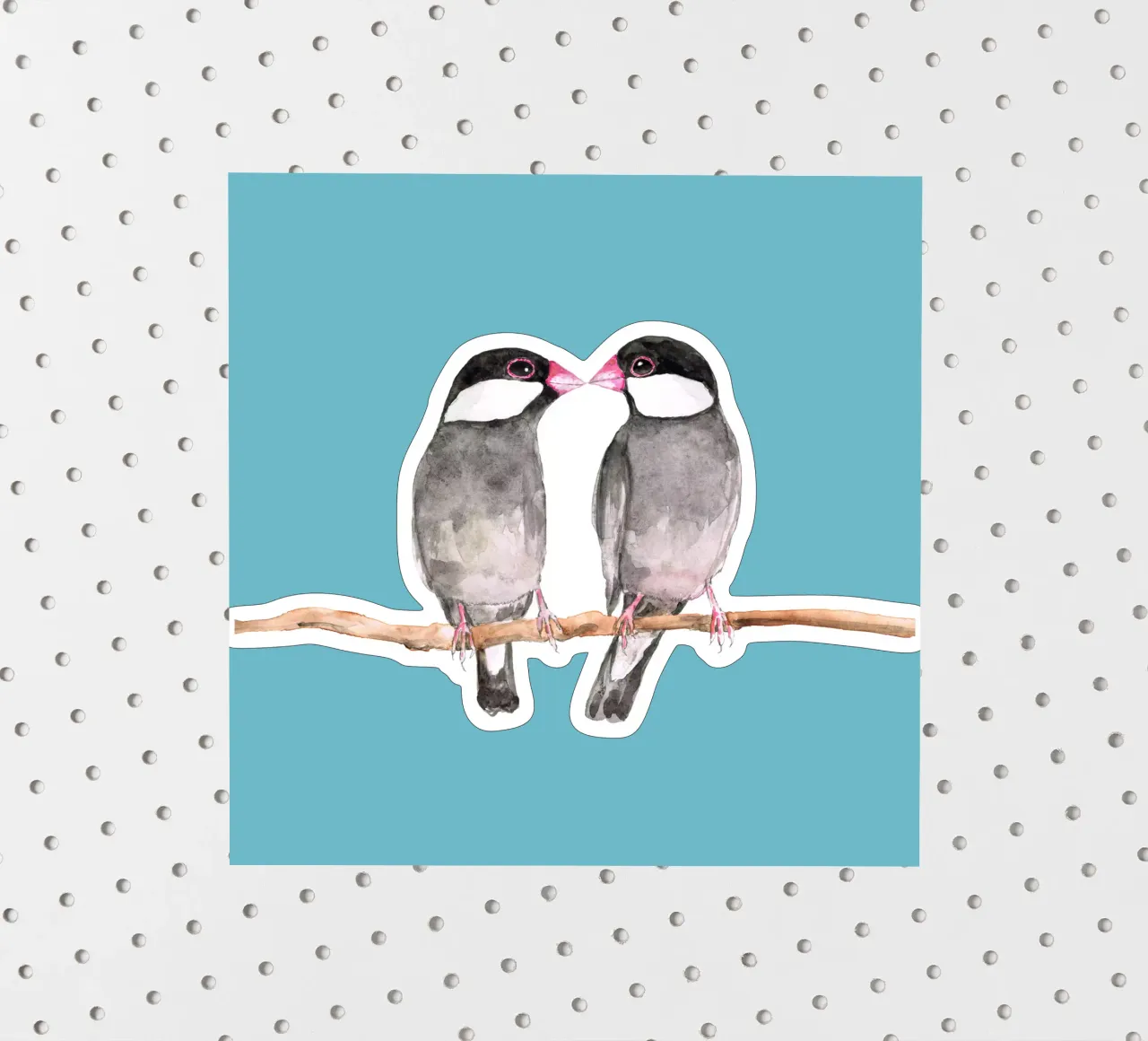 Two kissing Java sparrows sticker by BwiseLizzy