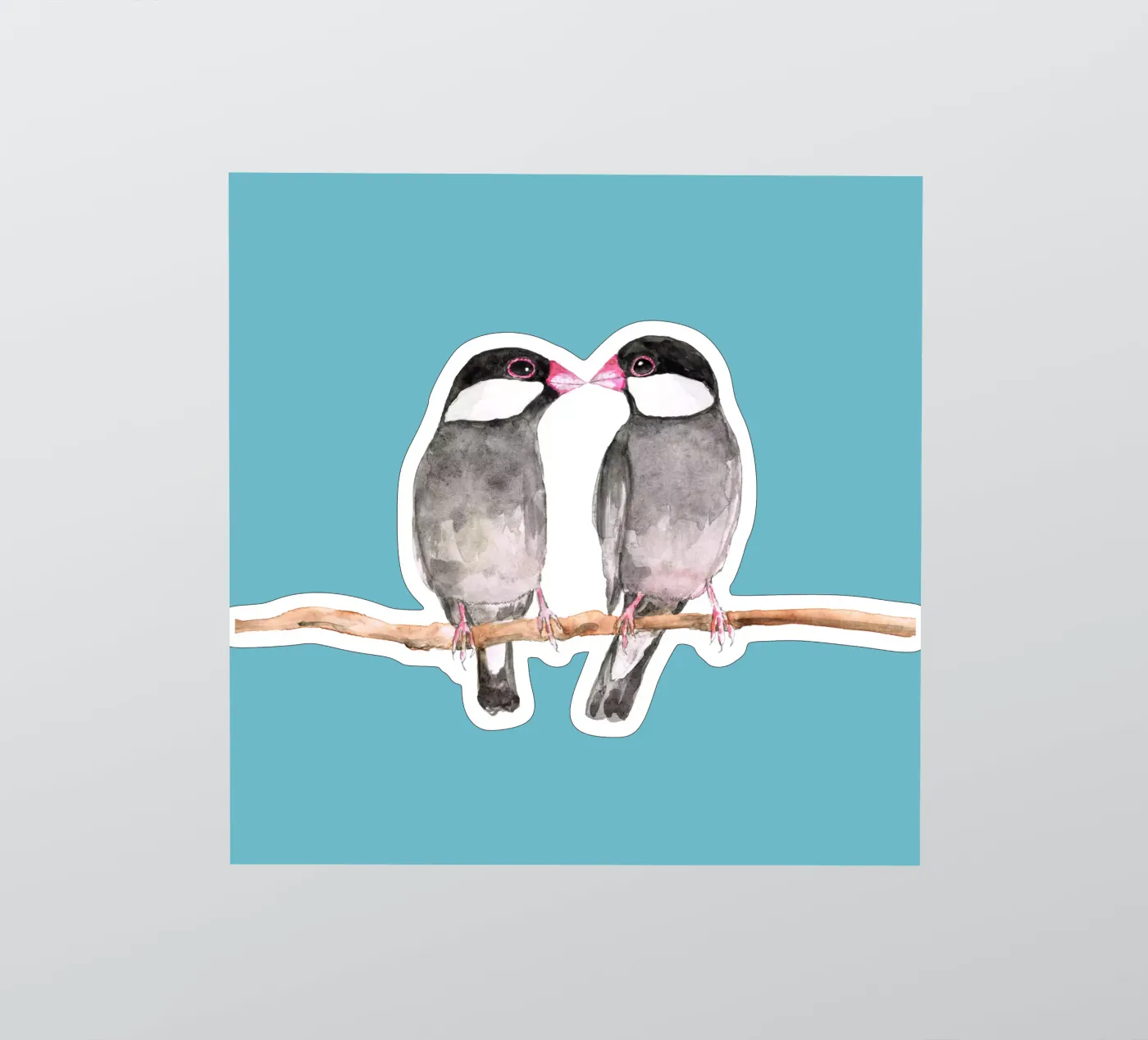 Twee kussende Java-mussen sticker van BwiseLizzy