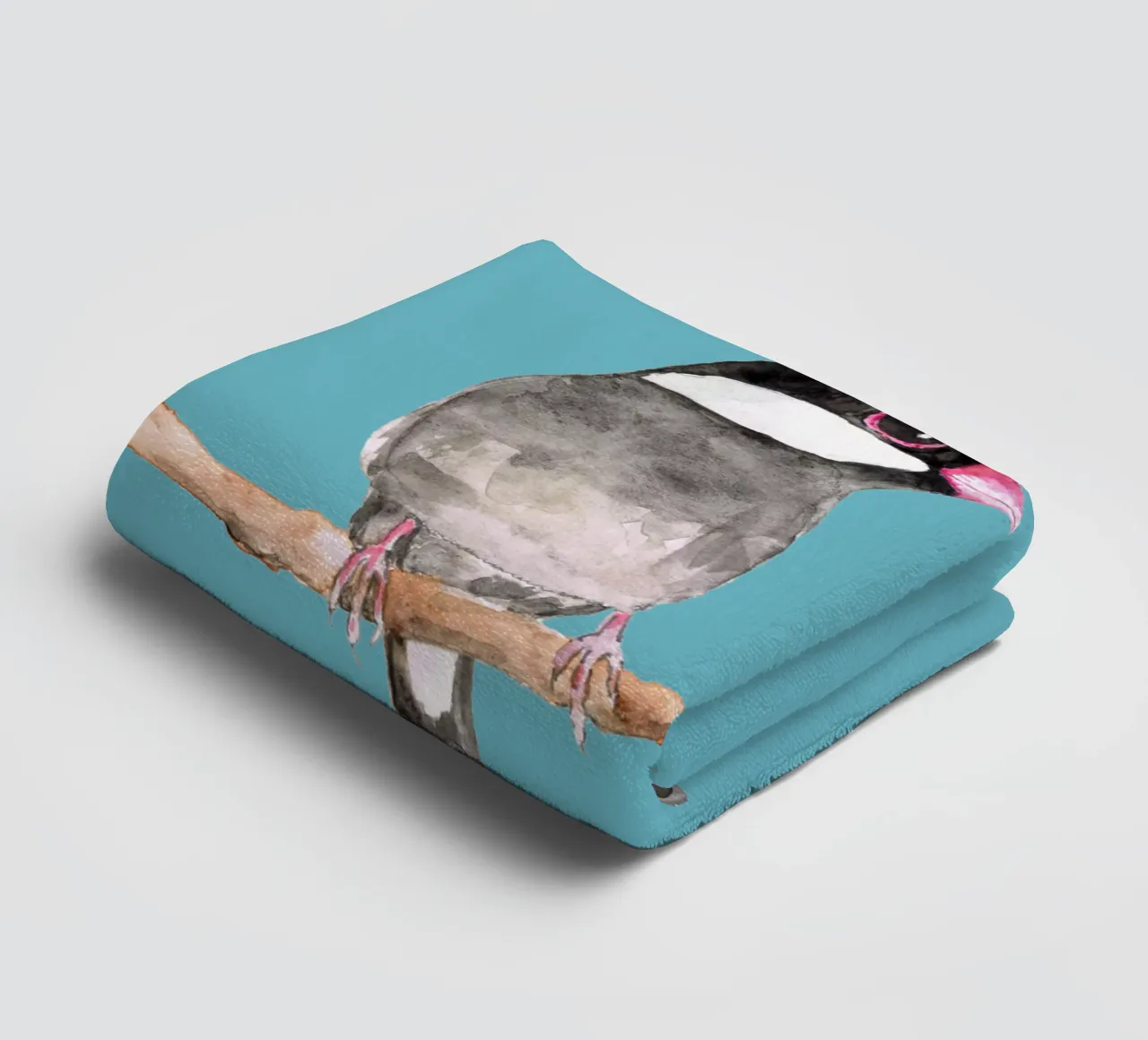 Two kissing Java sparrows towel by BwiseLizzy