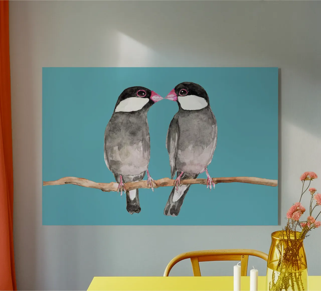 Twee kussende Java-mussen acryl van BwiseLizzy